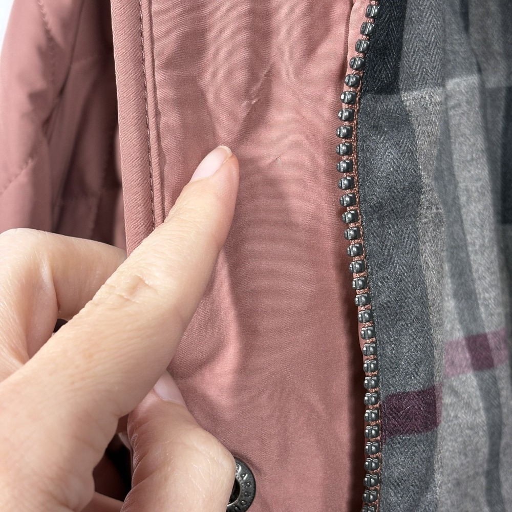 Barbour Womens Millfire Quilted‎ Jacket Size 6 Pink Tartan Zip Up Hooded Winter - Picture 14 of 14